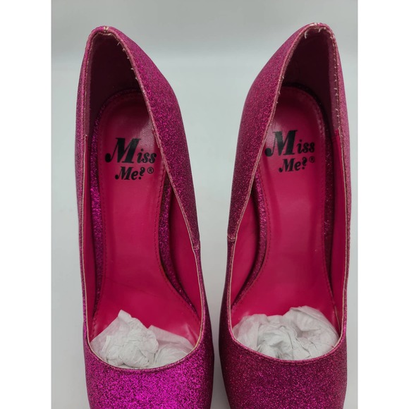 Miss Me Vibe-2 Women's 7.5 Fuchsia Glitter Platform Stiletto Heeled Shoes w/Box - Picture 7 of 10
